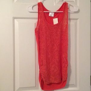 Orange tank-lace front, solid back